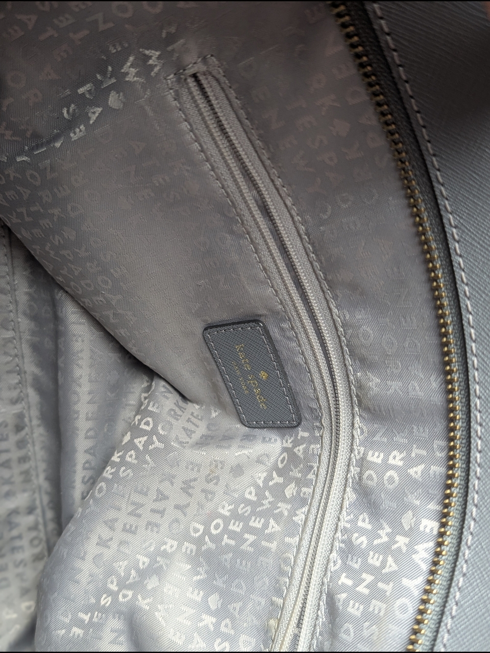 Kate Spade New York Gray Haircalf & Leather Large Tote Bag Tassel Purse - Picture 8 of 16
